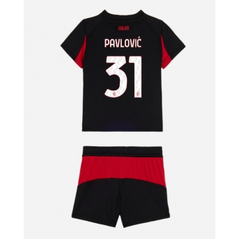 Billige Fotballdrakt AC Milan Strahinja Pavlovic #31 Replika Hjemmedraktsett Barn 2025-26 Kortermet (med bukser)
